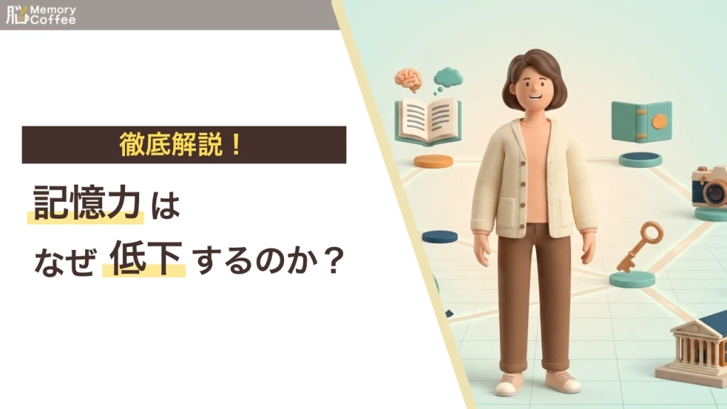 記憶力はなぜ加齢とともに低下するのでしょうか。記憶を司る海馬の仕組みから、加齢による変化のメカニズム、そして科学的根拠に基づいた4つの維持習慣まで、わかりやすく解説した記事のサムネイル