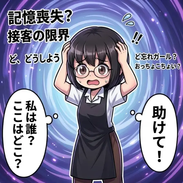 接客業の方がもの忘れに悩む例を漫画として紹介した画像４。