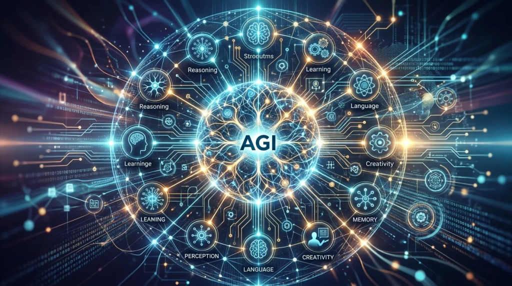 汎用人工知能（AGI）について視覚的に訴求した概要画像