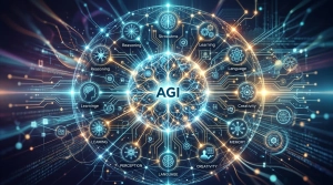 汎用人工知能（AGI）について視覚的に訴求した概要画像